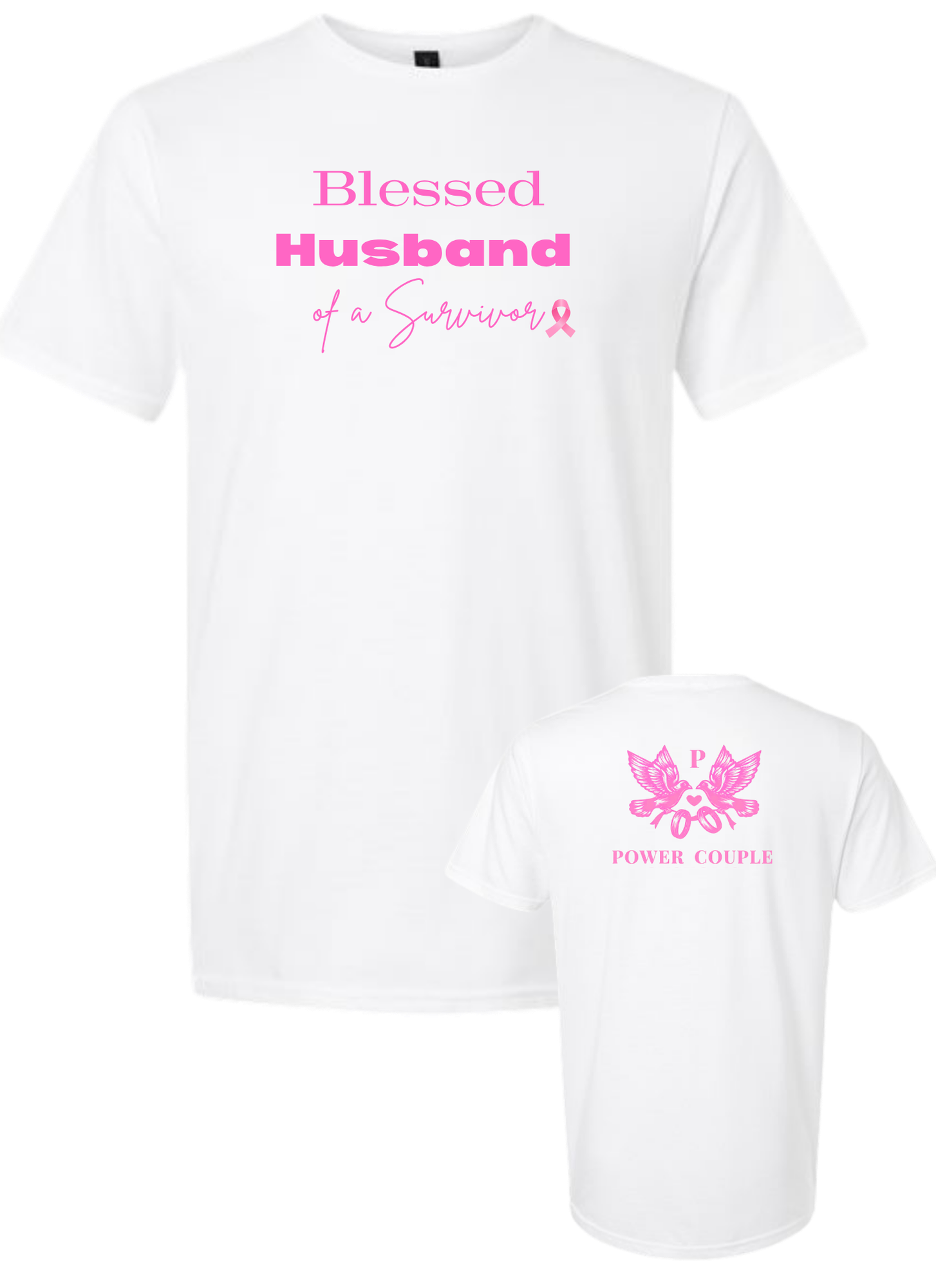"Blessed Husband of a Survivor" Breast Cancer Awareness Tee - Image 2
